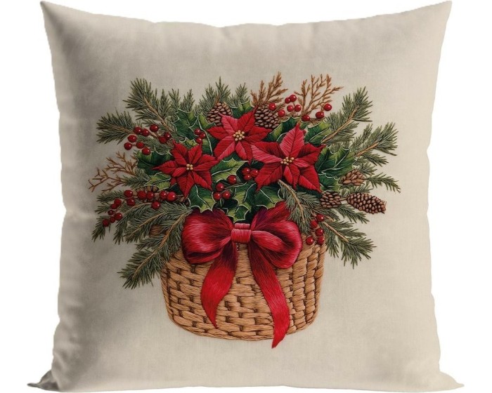Vianočný obliečka na vankúš Kytica 40x40 cm béžový