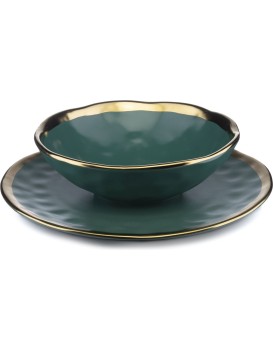 Súprava 2 ks tanierov LISSA zelená/zlatá