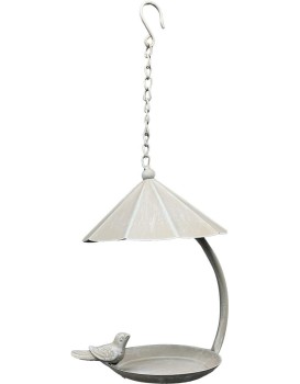 Závesné krmítko s dekoratívnym vtáčikom BIRDY 43 cm biele