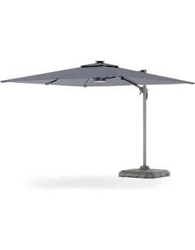 Zahradní slunečník s ochranným obalem a LED osvětlením Shade Deluxe 400x300 cm šedý