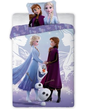 Detské bavlnené obliečky Fisa Ľadové kráľovstvo 140x200 cm + 70x90 cm modro-fialové