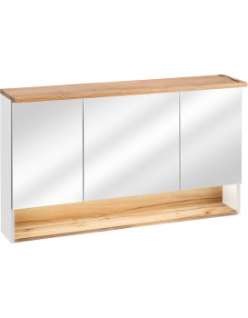 Závesná kúpeľňová skrinka so zrkadlom Bahama 843 3D alpská biela/dub votan