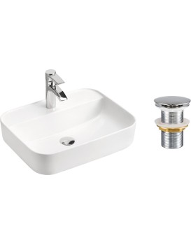 Sada keramického umývadla na dosku a výpusti Magic 50 cm biela