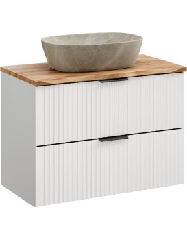 Závesná skrinka Casad Nature Anna s doskou a umývadlom 80 cm biela/dub wotan