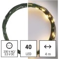 Vánoční LED řetěz Nanos zelený s časovačem 4 m teplá bílá