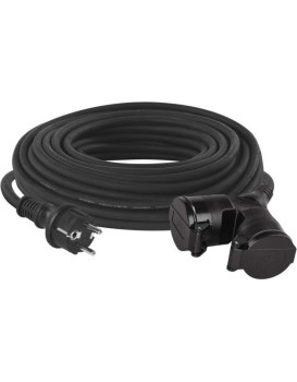 Vonkajší predlžovací kábel s 2 zásuvkami ZANE 20 m 1,5 mm² čierny