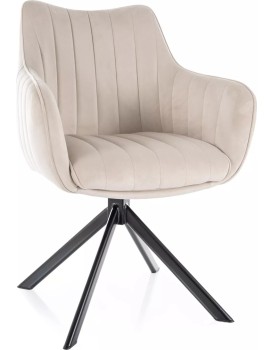 Otočné jídelní křeslo Azalia Velvet světle béžové