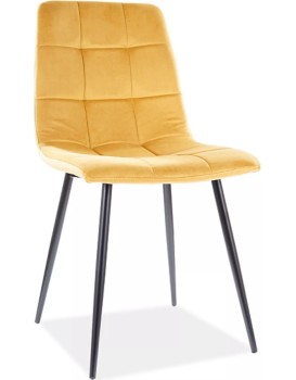 Zamatová jedálenská stolička Mila žltá/čierna
