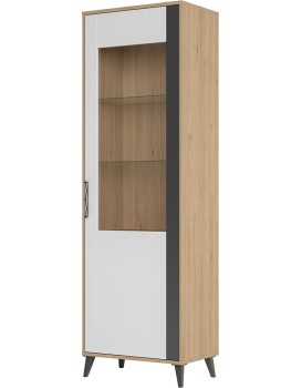 Vitrína Moet 10 65 cm pravá orech americký Jackson/biely/grafit