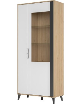 Vitrína Moet 12 90 cm orech americký Jackson/biely/grafit