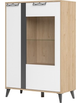 Vitrína Moet 15 90 cm orech americký Jackson/biely/grafit