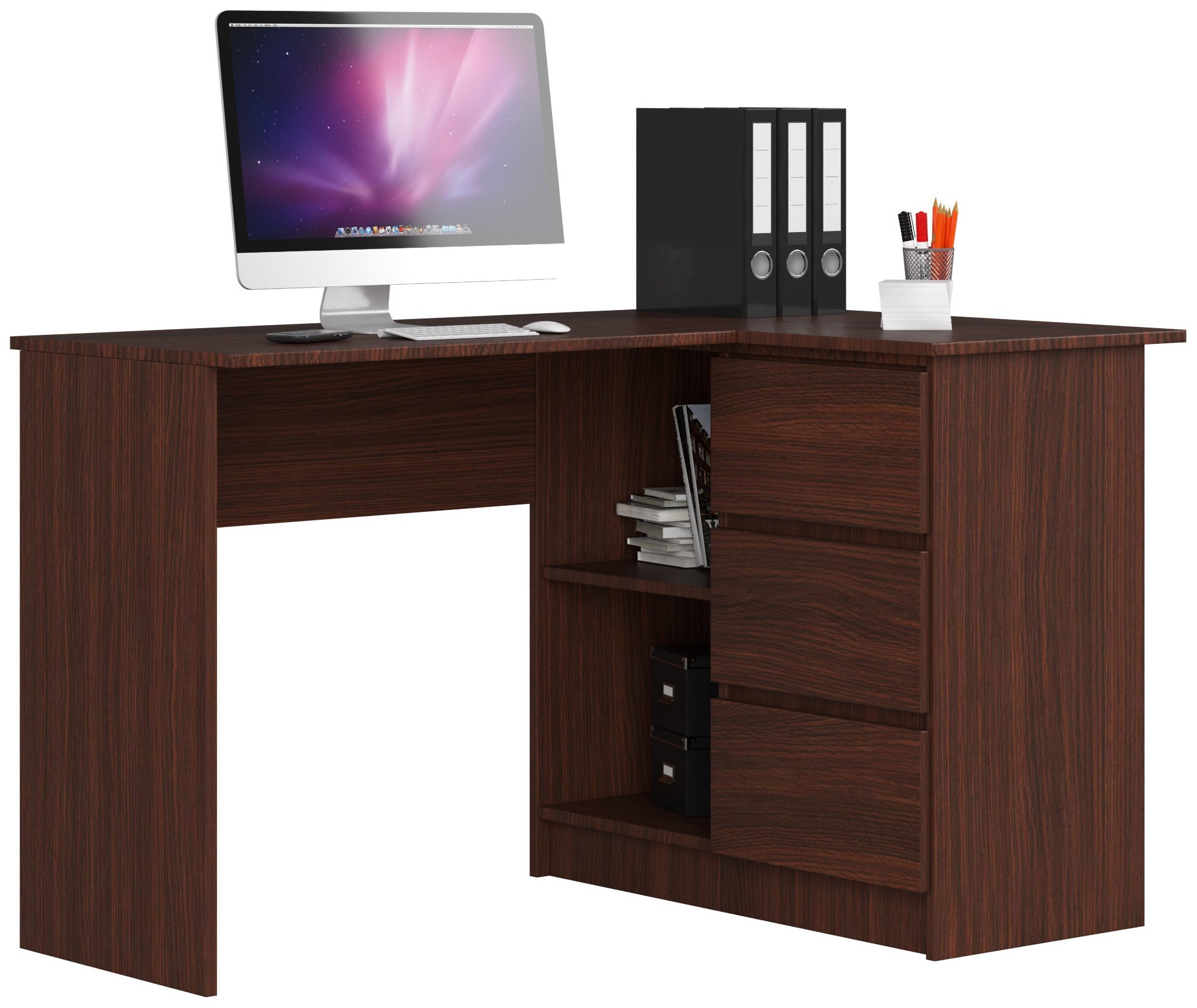 Ak furniture Rohový stôl B16 124 cm wenge pravý