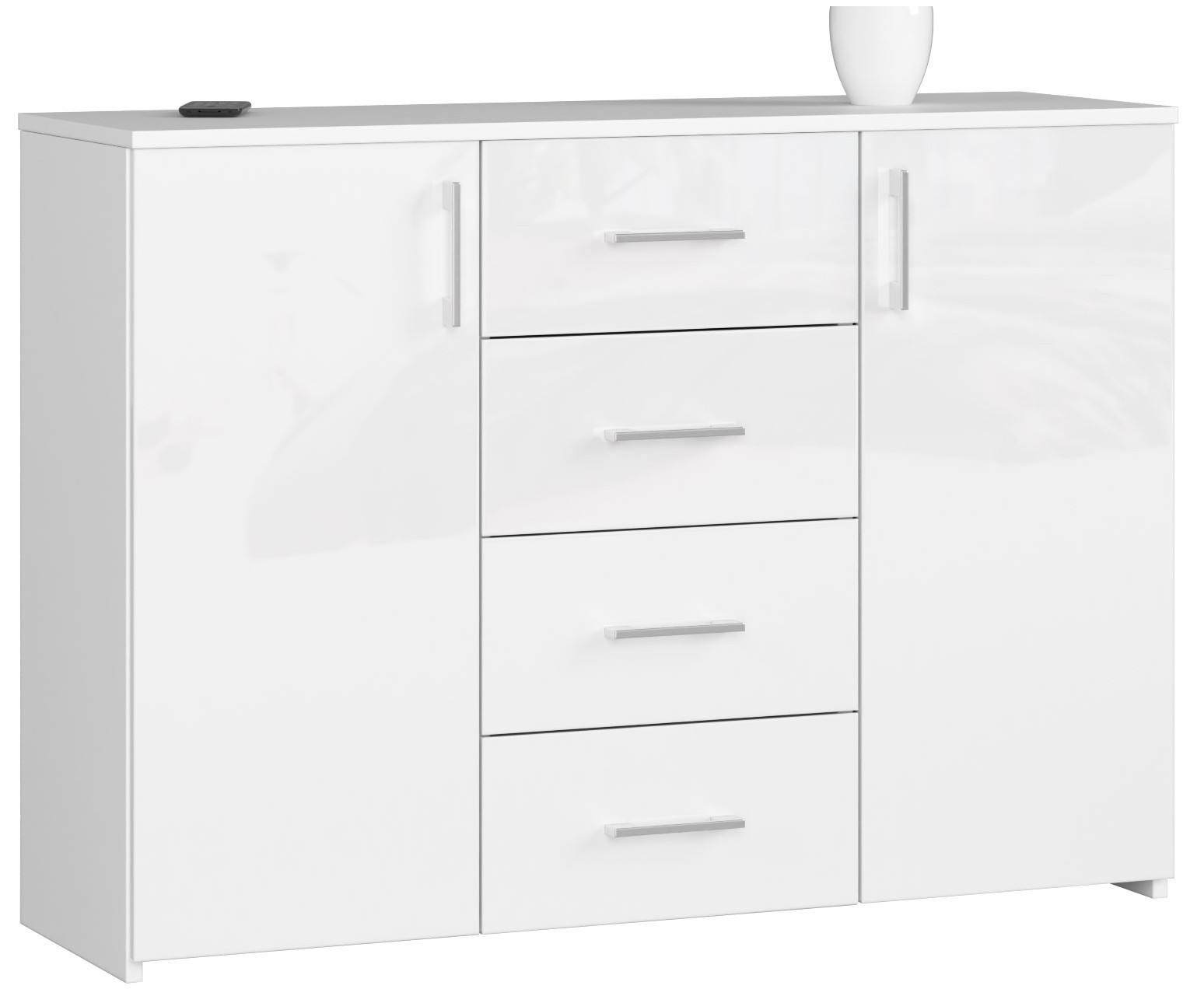 Ak furniture Komoda Torvi K 110,4 cm biela lesklá