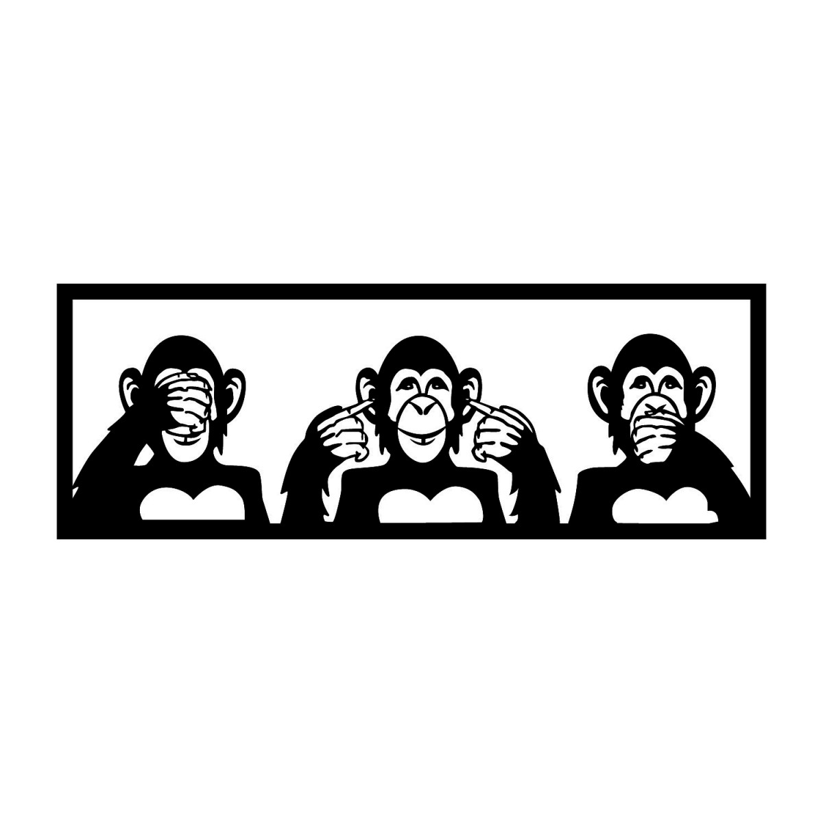 E-shop Nástenná dekorácia Three Monkeys čierna - M