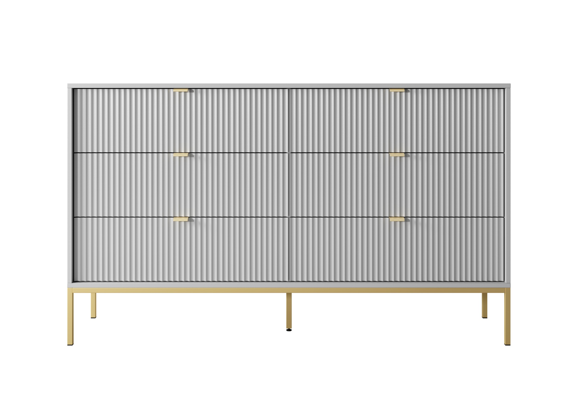 Piaski Komoda Nova 154 cm se zásuvkami šedá/zlatá
